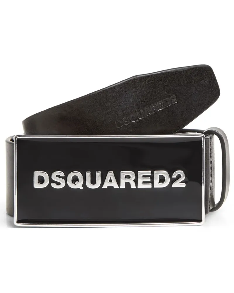 Dsquared2 Ledergürtel mit Logo-Schild - Schwarz Schwarz