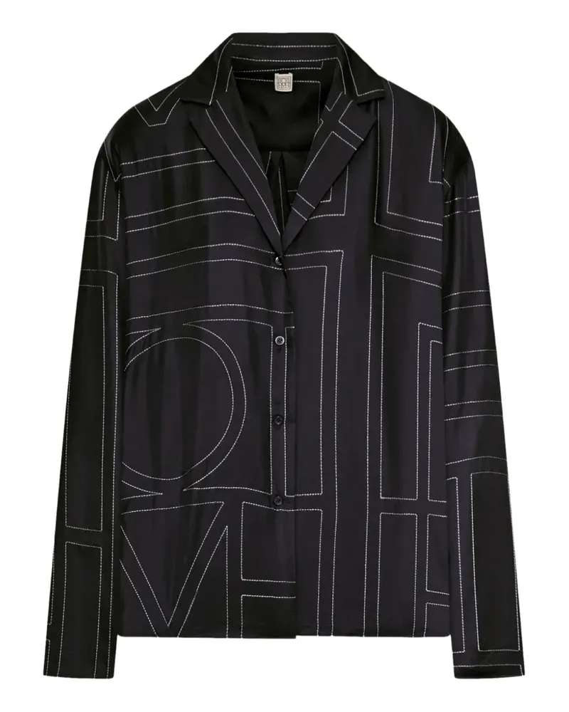 Totême monogram-print silk shirt - Schwarz Schwarz