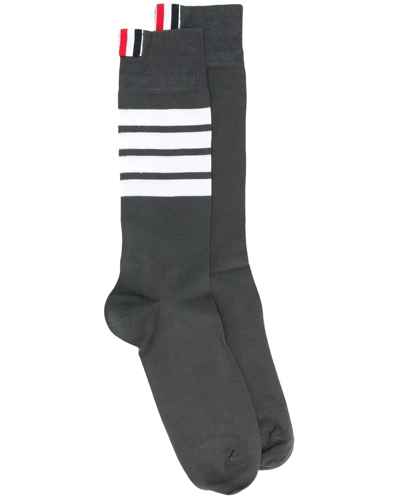 Thom Browne Halblange Socken mit Streifen - Grau Grau