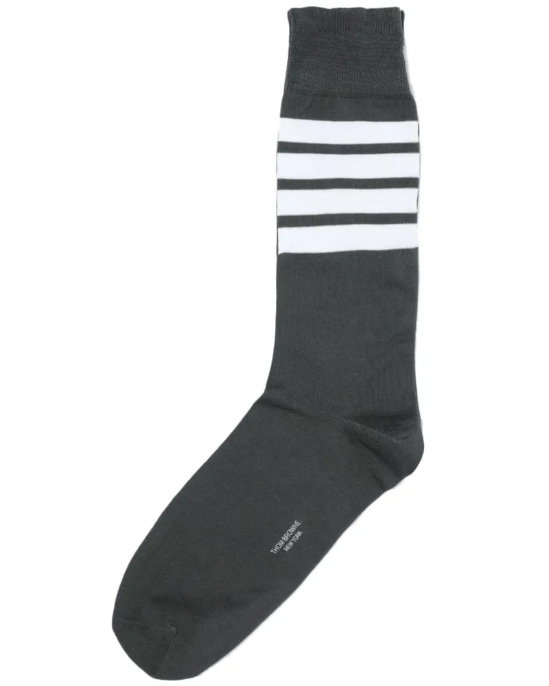 Thom Browne Halblange Socken mit Streifen - Grau Grau