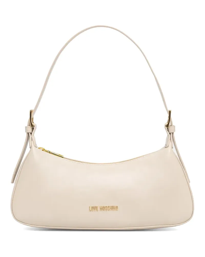 Moschino Schultertasche mit Logo-Schild - Nude Nude