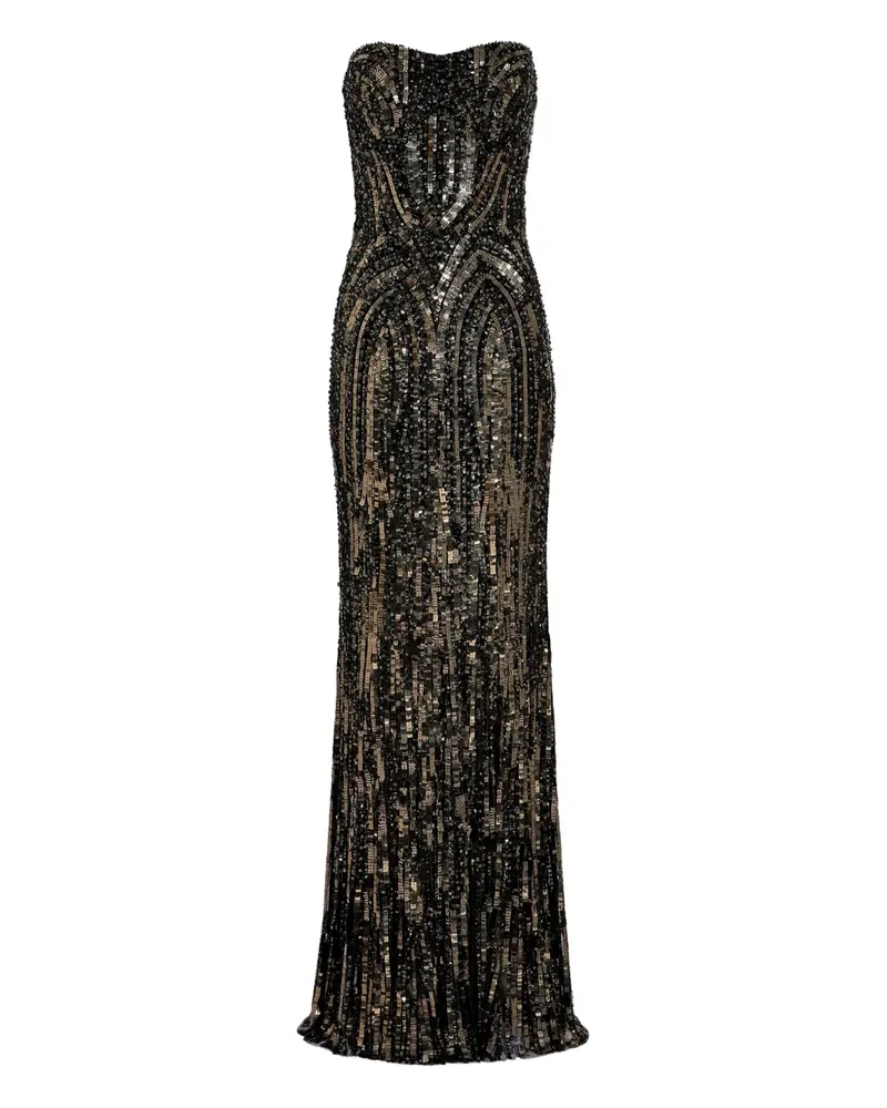 Jenny Packham Trägerloses Kleid mit Pailletten - Schwarz Schwarz
