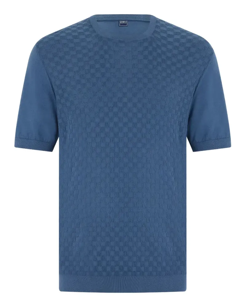 Fedeli check-pattern short-sleeve T-shirt - Blau Blau