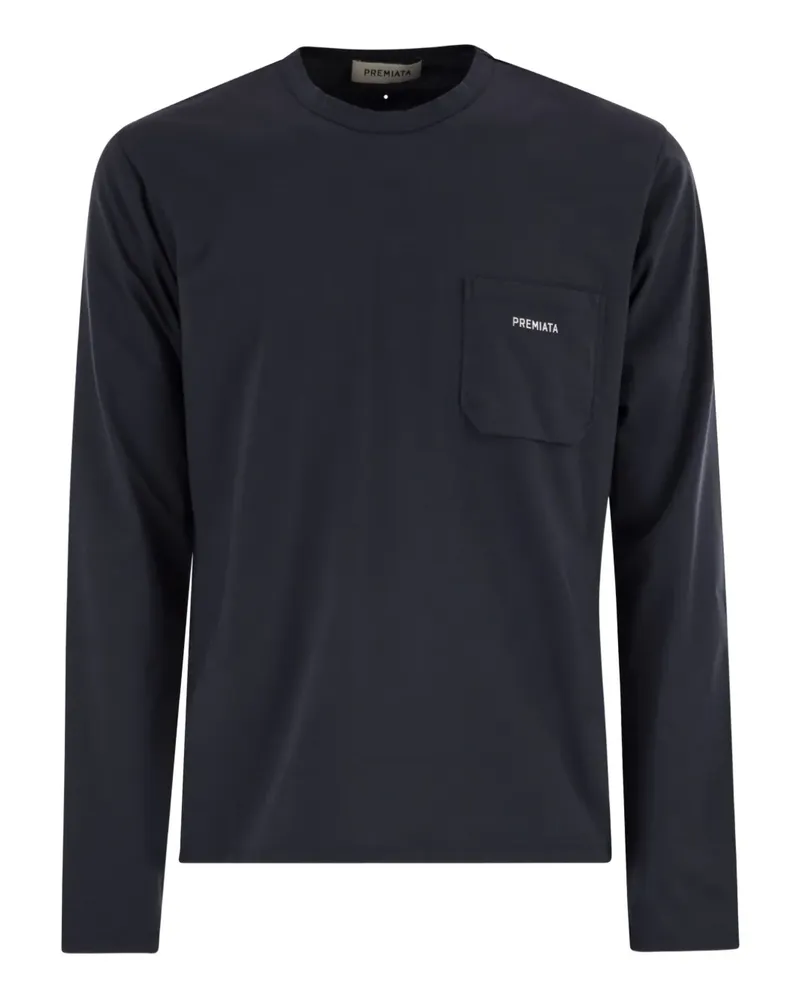 Premiata Jersey-T-Shirt mit Brusttasche - Blau Blau