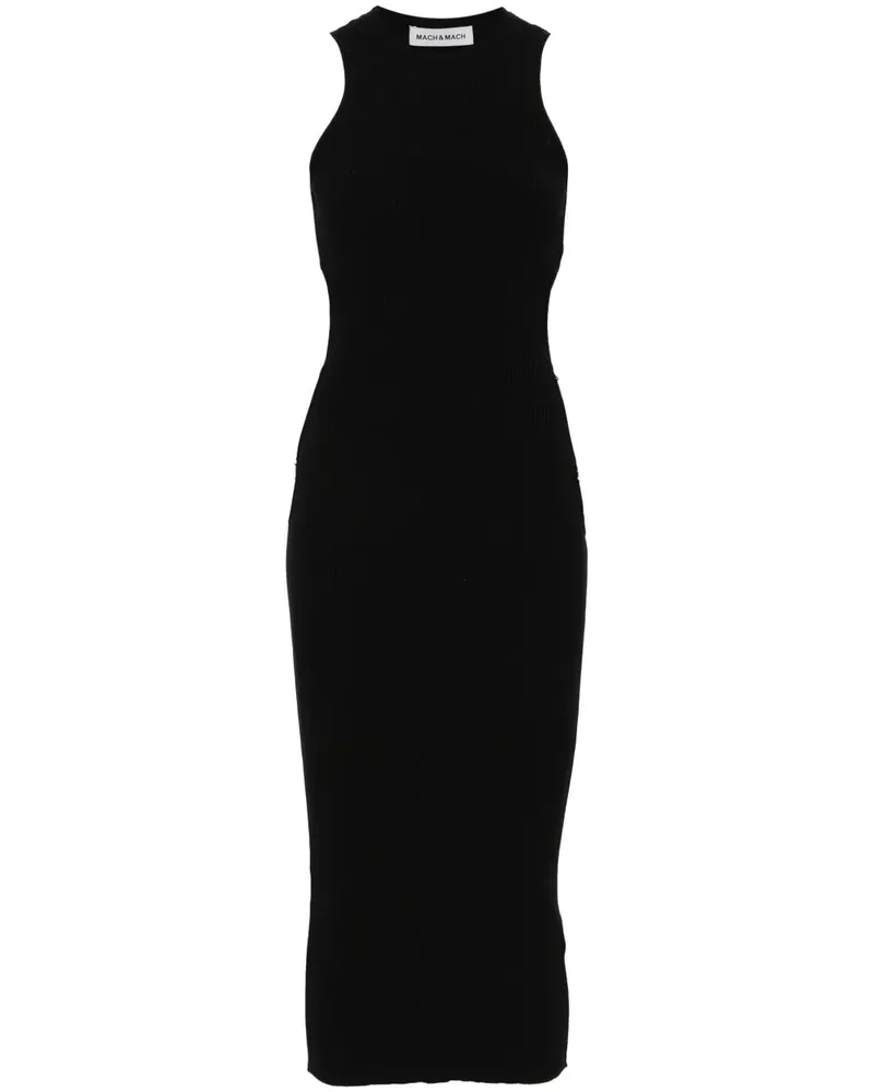 Mach & Mach Geripptes Midikleid - Schwarz Schwarz
