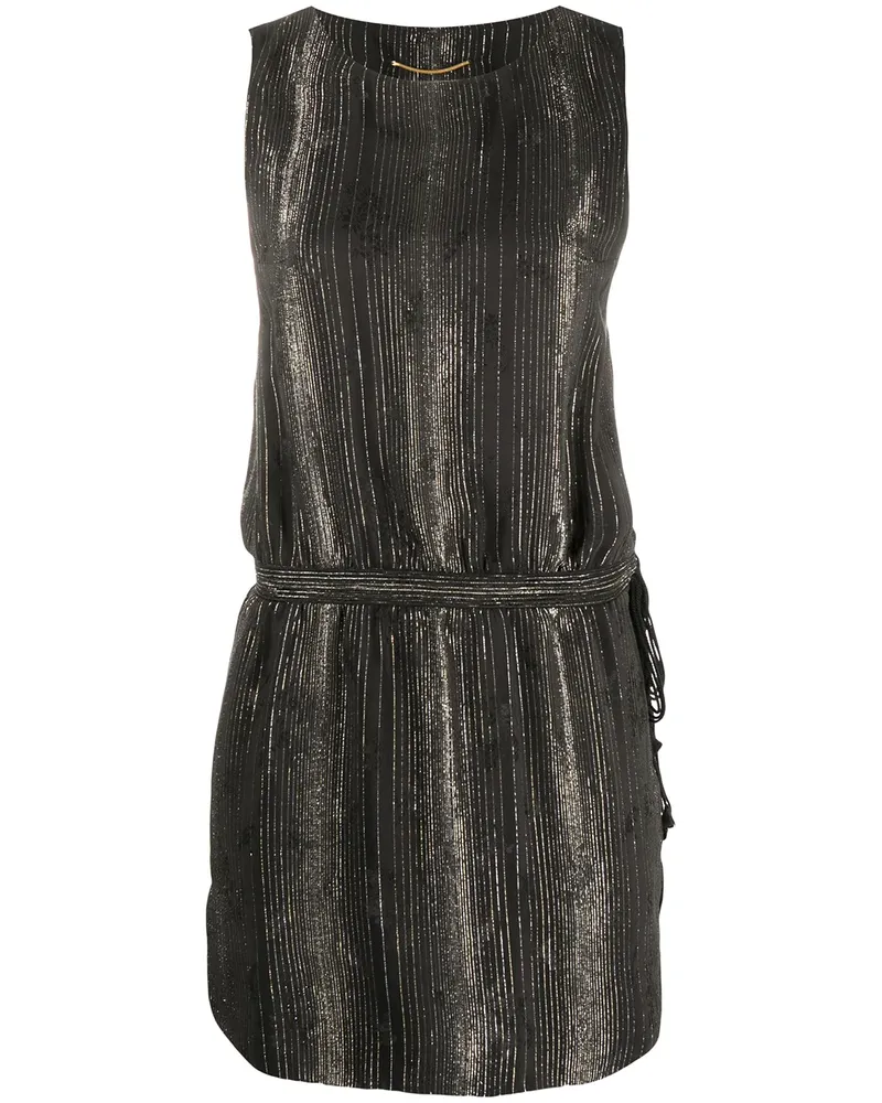 Saint Laurent Gestreiftes Minikleid - Schwarz Schwarz