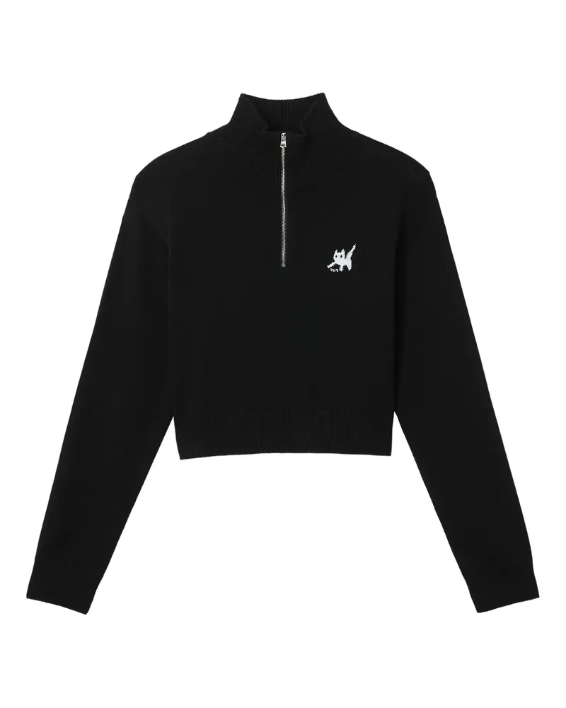 Izzue Besticktes Sweatshirt mit Reißverschluss - Schwarz Schwarz