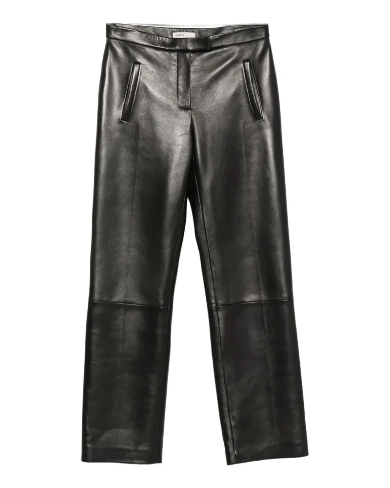 KHAITE leather straight-leg trousers - Schwarz Schwarz