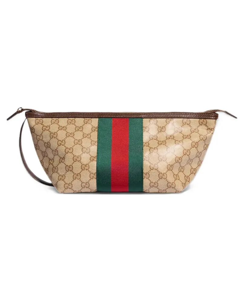 Gucci Kleines GG Kulturbeutel mit Web - Nude Nude