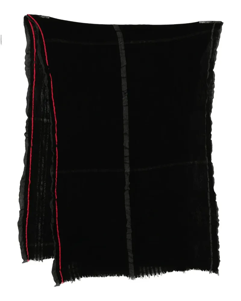 Yohji Yamamoto Karierter W Schal - Schwarz Schwarz