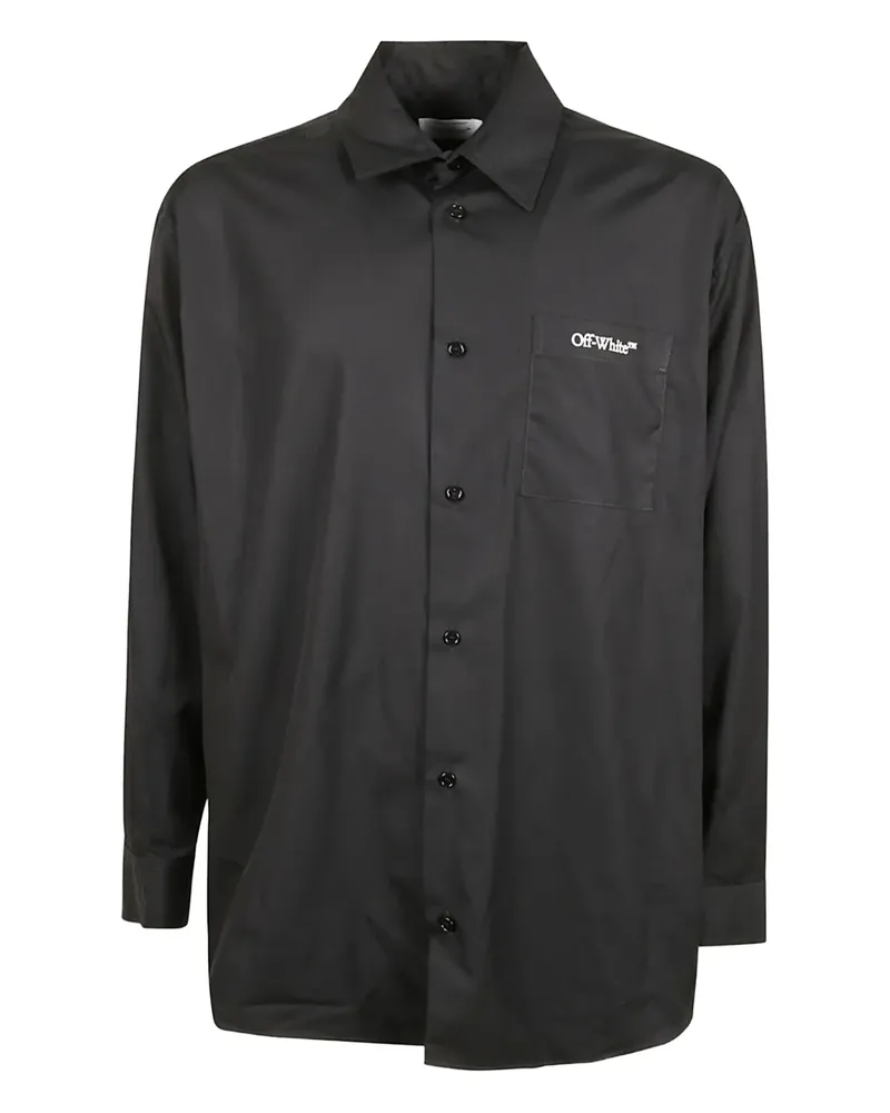 OFF-WHITE Hemd mit Logo-Stickerei hinten - Schwarz Schwarz