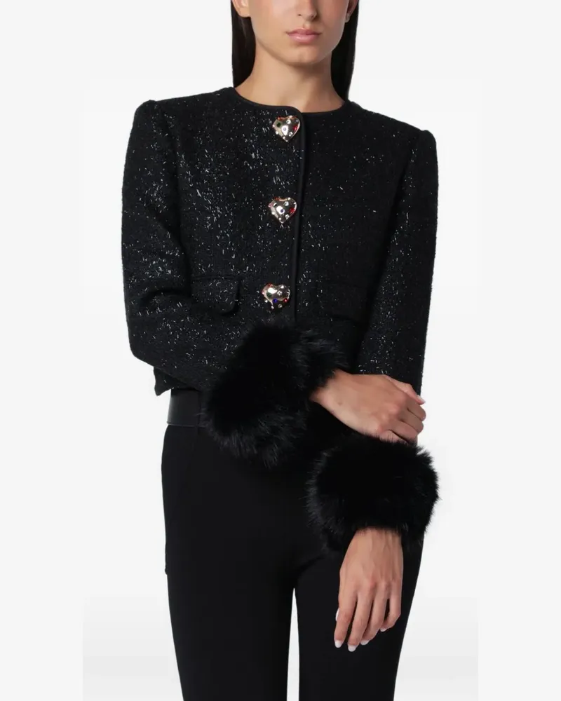 Self-Portrait Bouclé-Jacke im Metallic-Look - Schwarz Schwarz