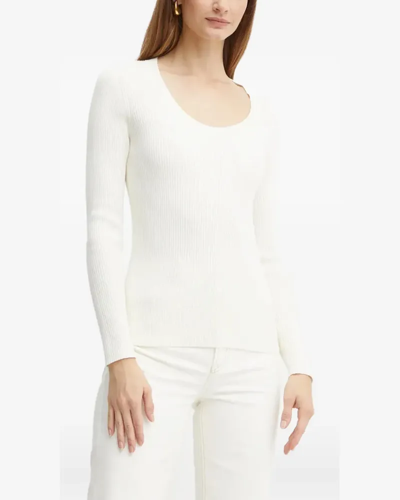 HUGO BOSS ribbed scoop-neck sweater - Weiß Weiß