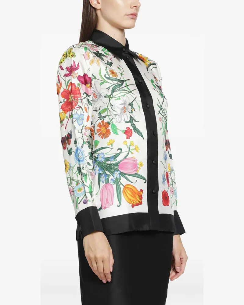 Gucci Seidenhemd mit Print - Weiß Weiß