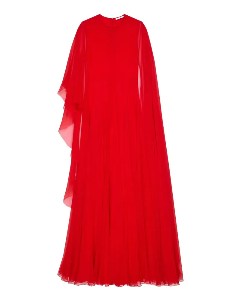 Givenchy Drapiertes Abendkleid aus Chiffon mit Cape - Rot Rot