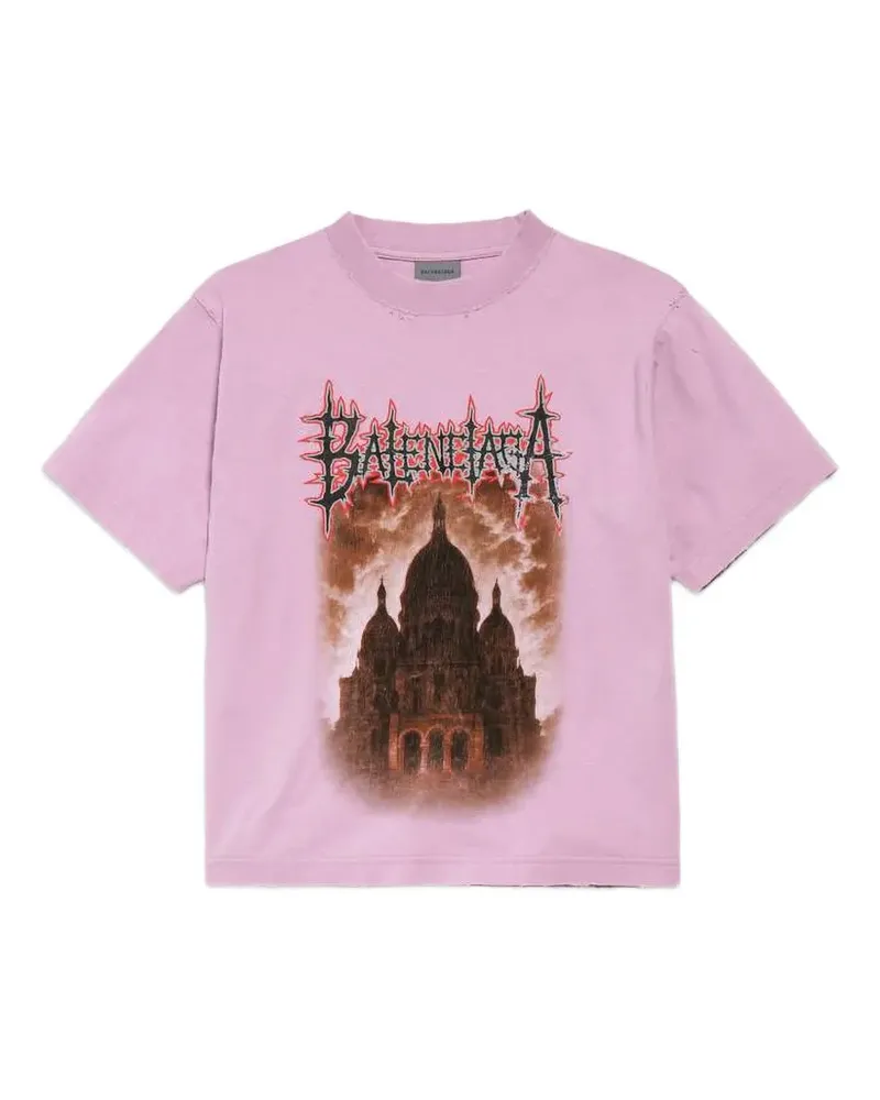 Balenciaga Sacré Coeur T-Shirt mit rundem Ausschnitt - Rosa Rosa