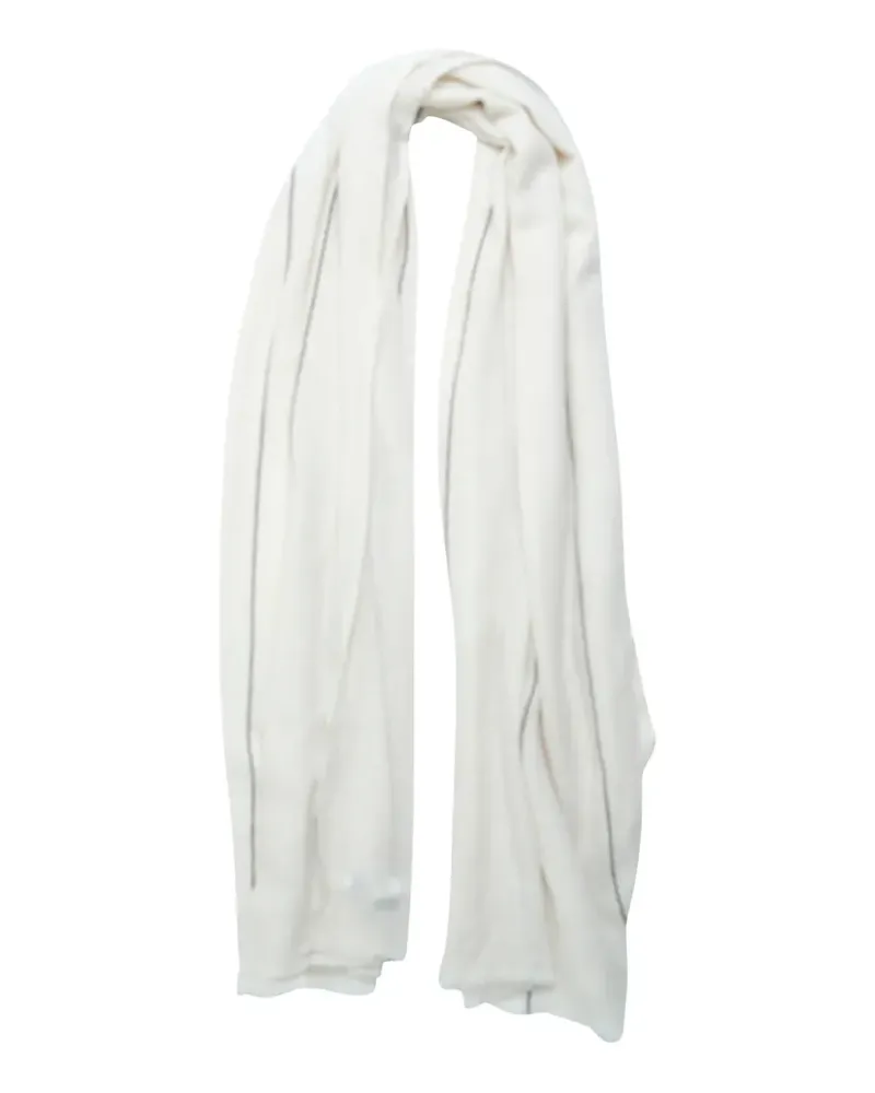 Comme des Garçons x William Welstead contrast-stripe frayed scarf - Weiß Weiß