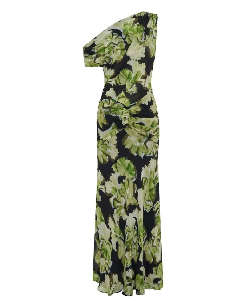 NICHOLAS Elza One-Shoulder-Kleid mit Blumen-Print - Schwarz Schwarz