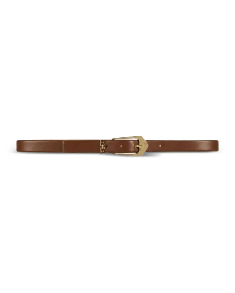 Elisabetta Franchi leather belt with logo details - Braun Braun