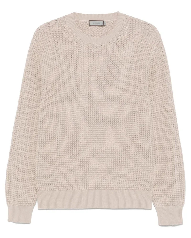 Canali Pullover in Waffelstrick - Nude Nude