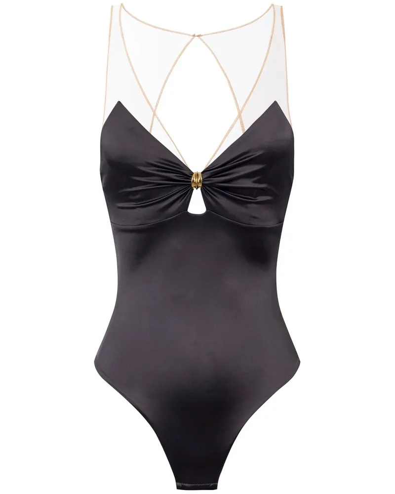 Elisabetta Franchi Body mit Tülldetail - Grau Grau