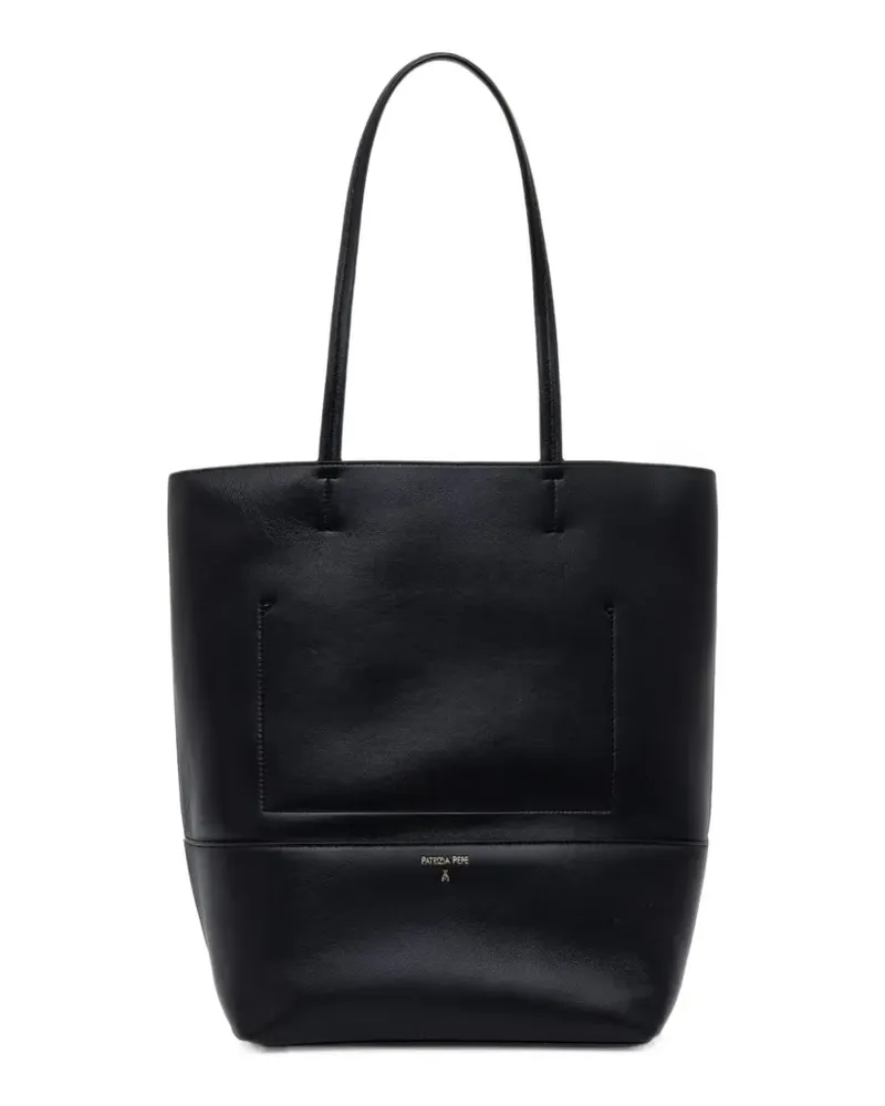 Patrizia Pepe logo-print leather tote bag - Schwarz Schwarz