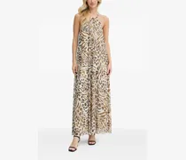 Maxikleid mit Animal-Print - Nude