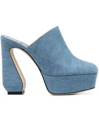 Sergio Rossi Mules mit Plateausohle 135mm Blau