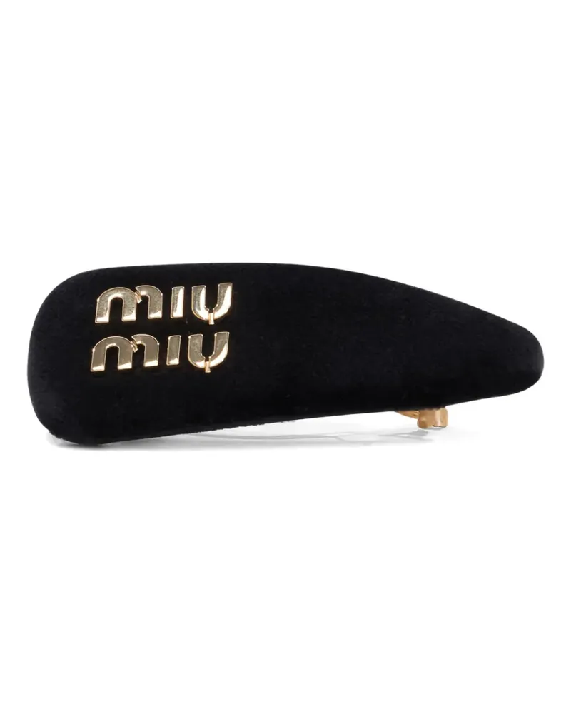 Miu Miu Haarspange mit Logo - Schwarz Schwarz