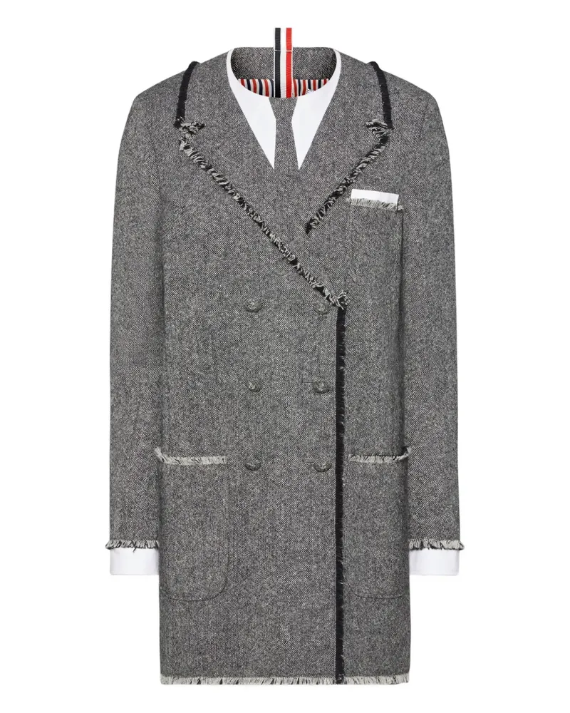 Thom Browne Doppelreihiges Minikleid mit ausgefransten Kanten - Schwarz Schwarz