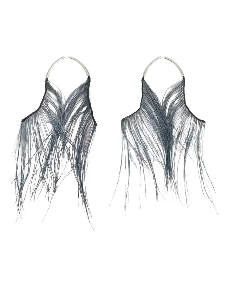 Christophe Lemaire Ohrringe mit Federn - Silber Silber