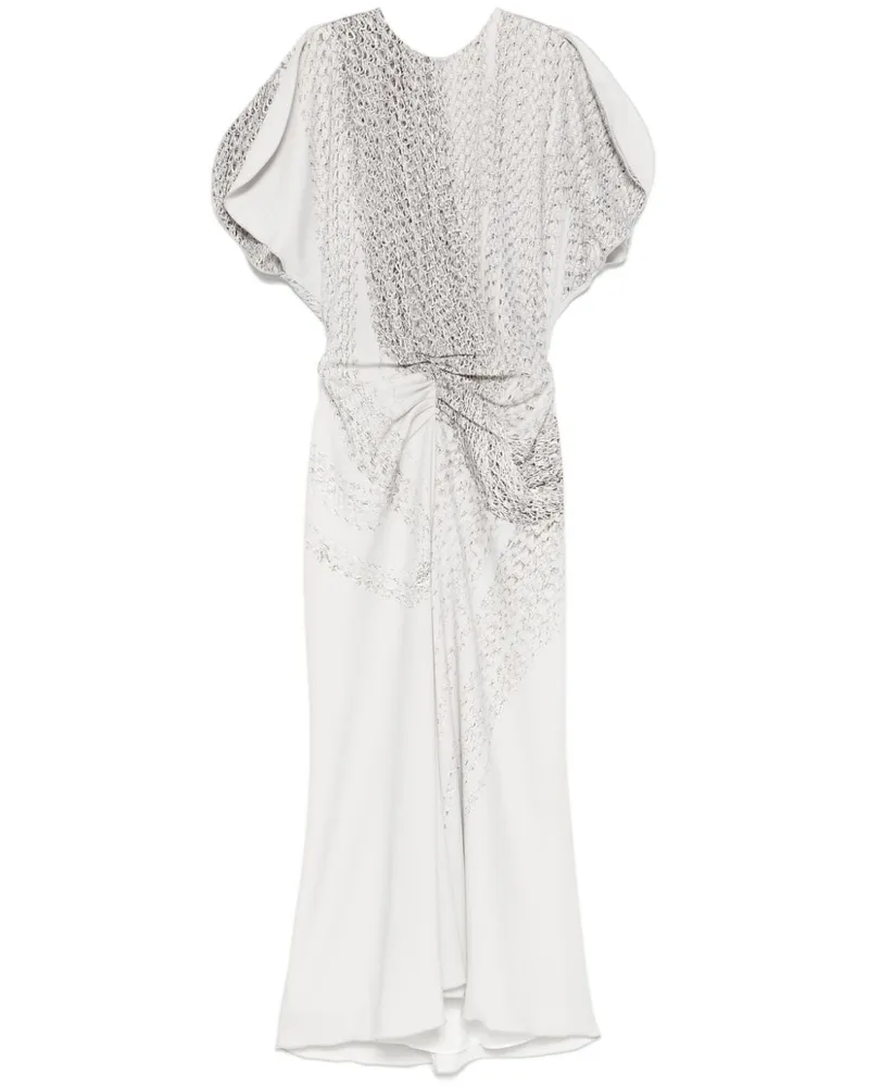 Victoria Beckham Gerafftes Midikleid mit Ketten-Print - Grau Grau