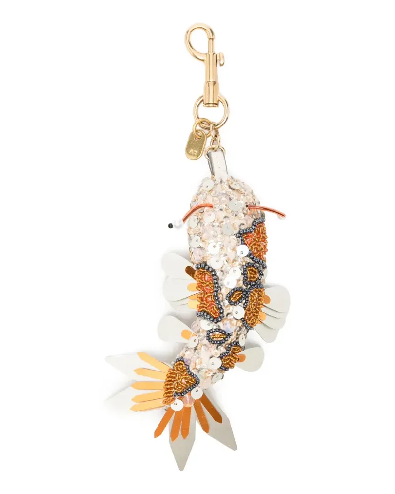 Anya Hindmarch Koi sequin-embellished keyring - Nude Nude