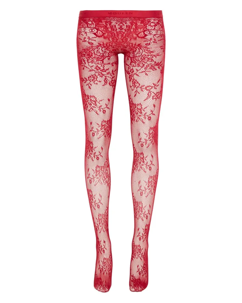 Alexander McQueen floral-lace tights - Rot Rot