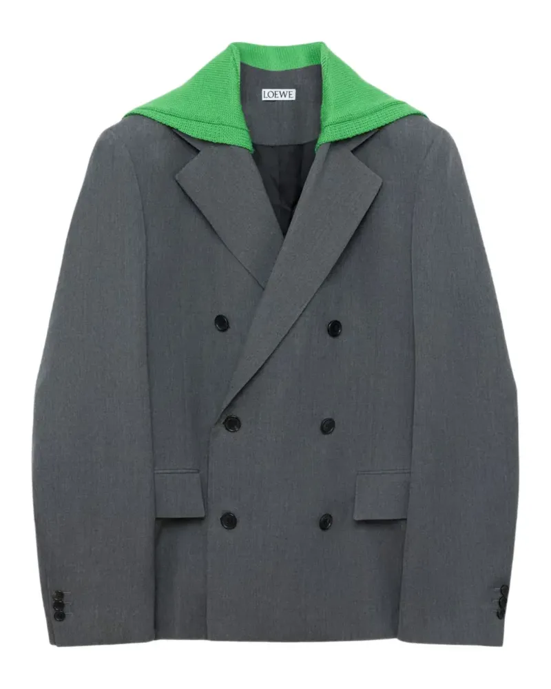 Loewe Doppelreihiger Blazer mit Strickkragen - Grau Grau