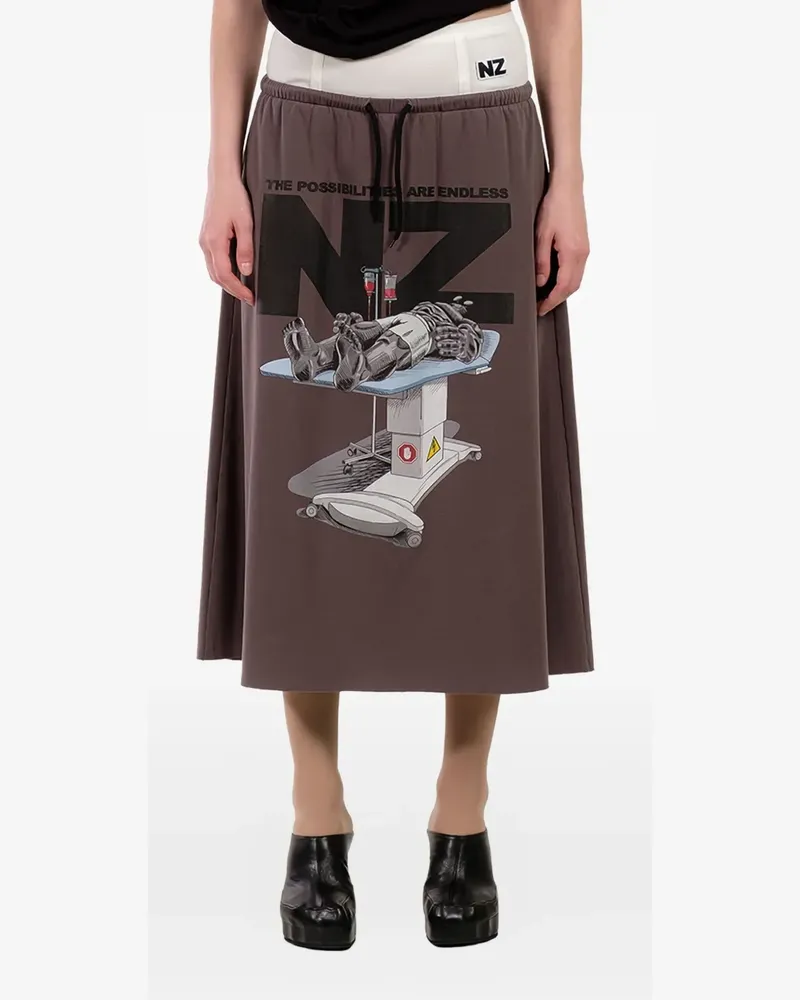 Natasha Zinko Rock mit grafischem Print - Braun Braun