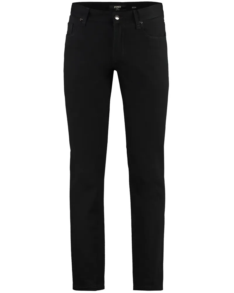 Fendi Schmale Jeans mit FF-Stickerei - Schwarz Schwarz