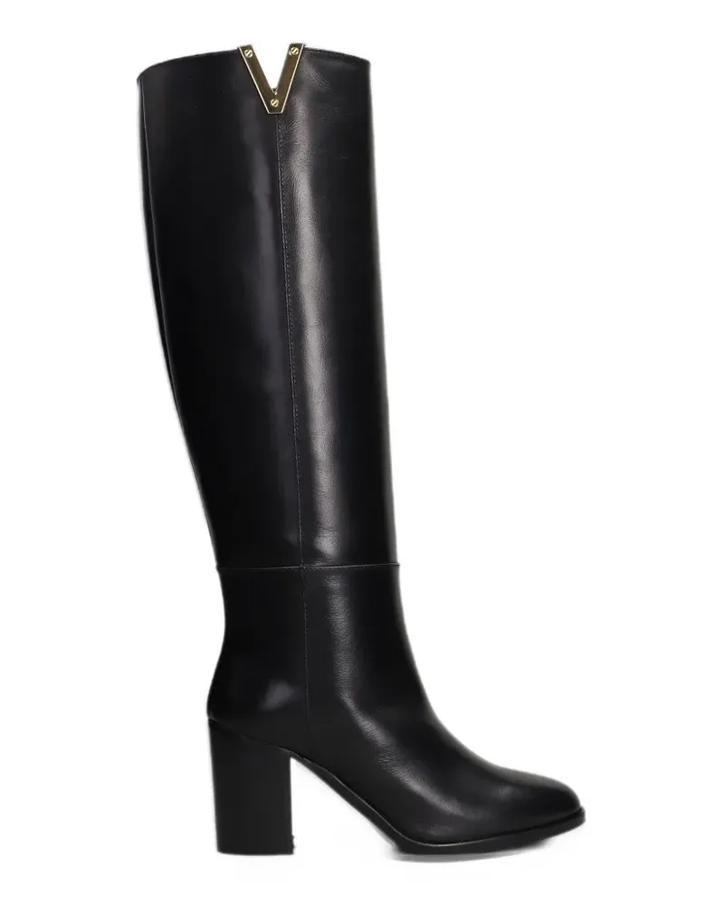 Via Roma 15 logo-plaque leather boots - Schwarz Schwarz