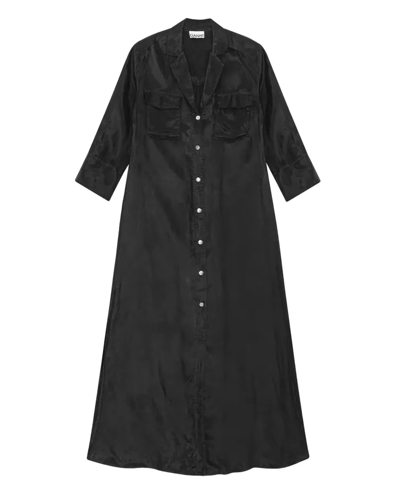 Ganni Hemdkleid mit Knöpfen - Schwarz Schwarz