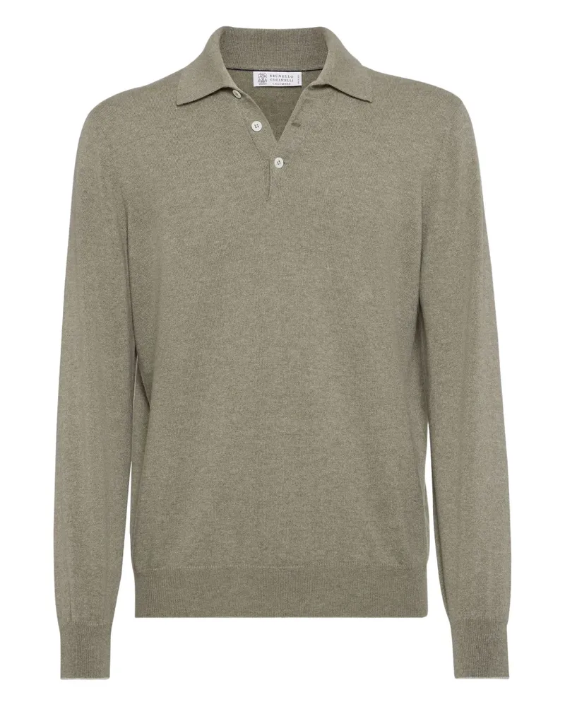 Brunello Cucinelli Kaschmirpullover mit Poloshirtkragen - Grün Grün