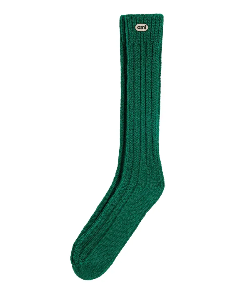 AMI Paris Socken mit Ami-Patch - Grün Grün