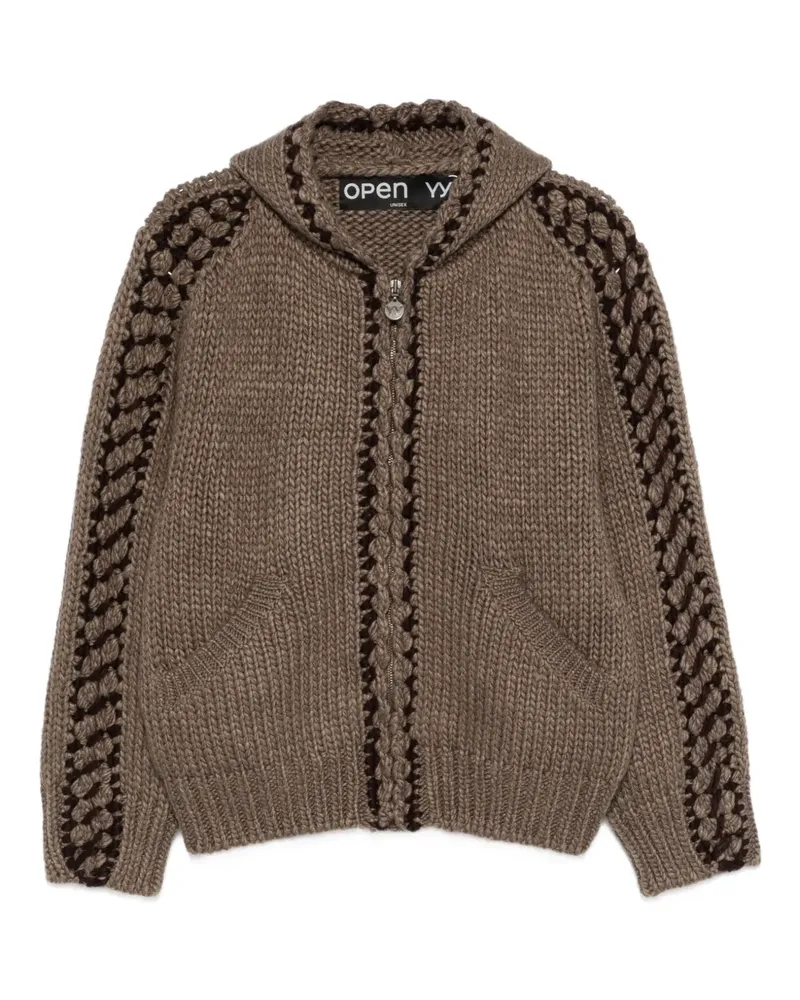 OPEN YY Stitch Cardigan mit Kapuze - Braun Braun