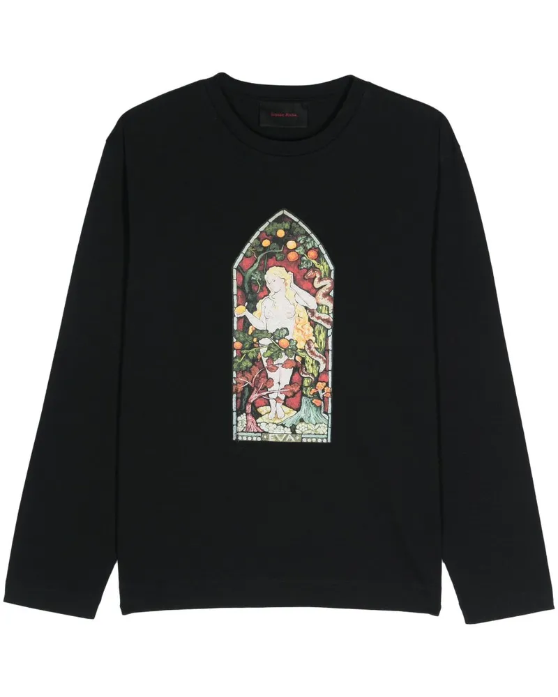 Simone Rocha T-Shirt mit Buntglas-Print Schwarz