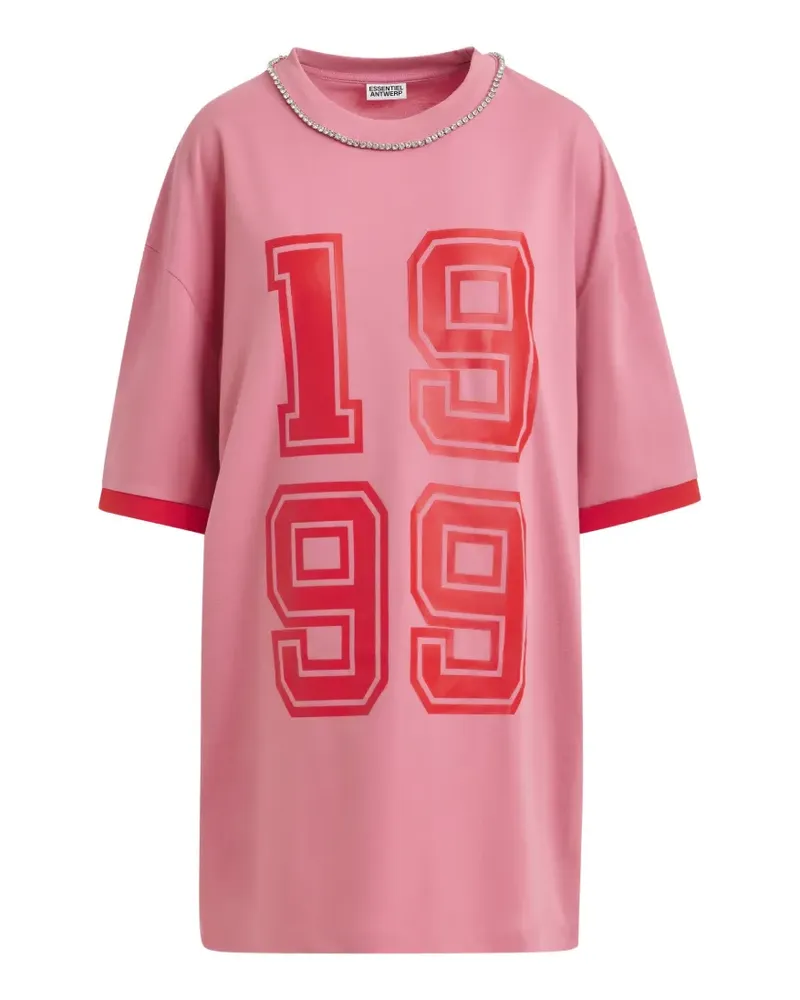 Essentiel T-Shirt mit Nummern-Print - Rosa Rosa