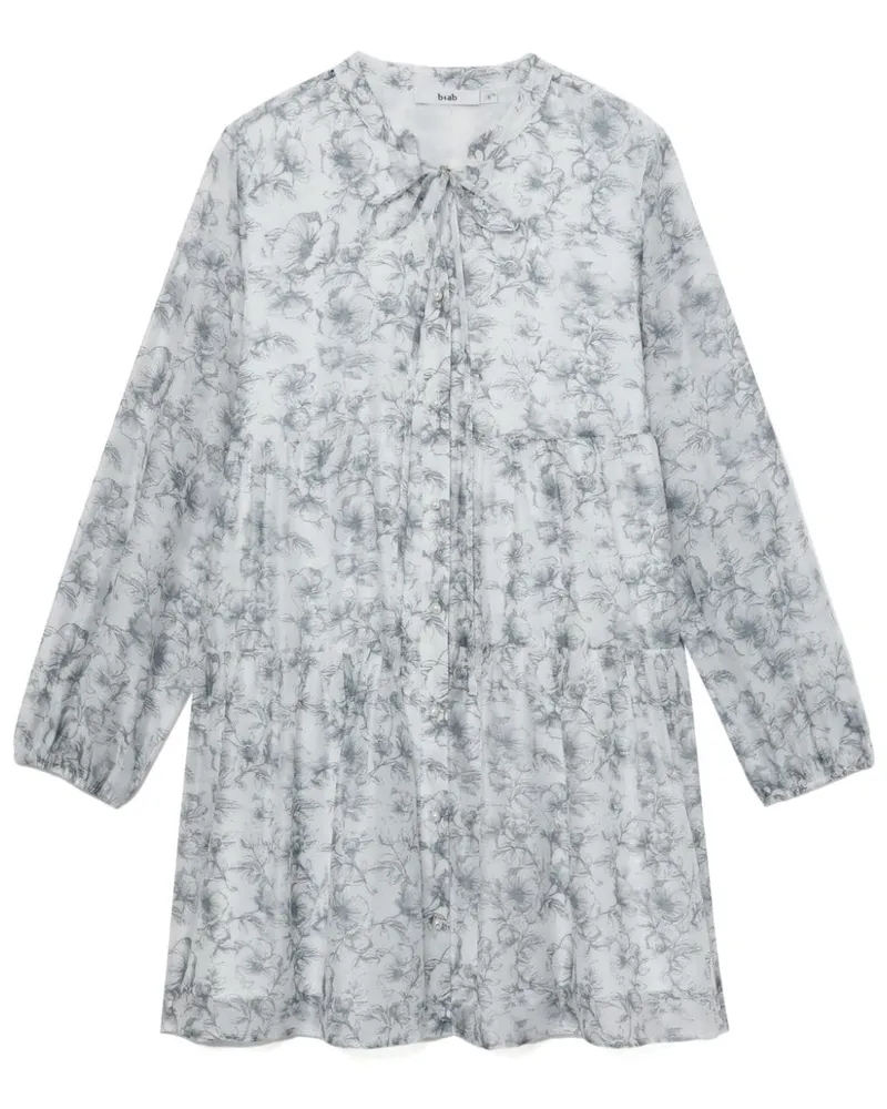 b+ab Gestuftes Kleid mit Blumen-Print - Weiß Weiß