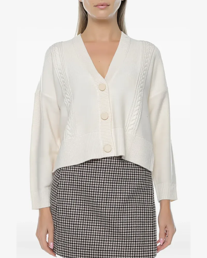 Armani Exchange Cardigan mit Zopfmuster - Weiß Weiß