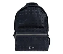 Gemusterter Rucksack mit Reißverschluss - Blau