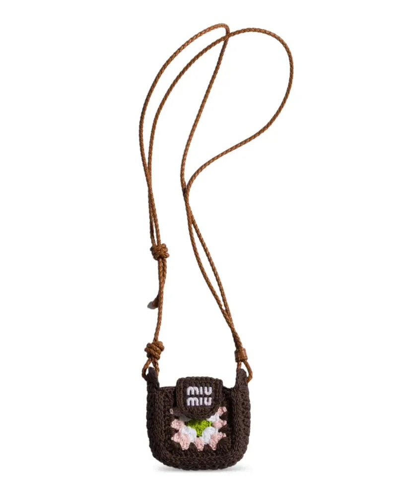 Miu Miu Kopfhörer-Etui in Häkeloptik - Braun Braun
