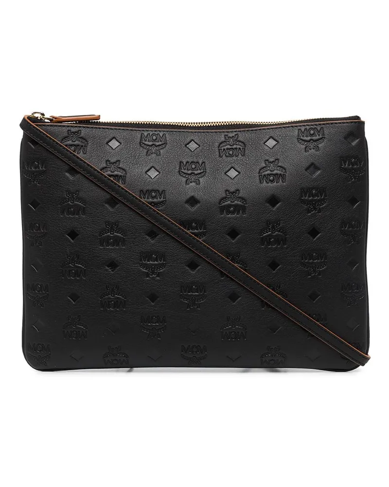 MCM Clutch mit Monogramm-Print Schwarz