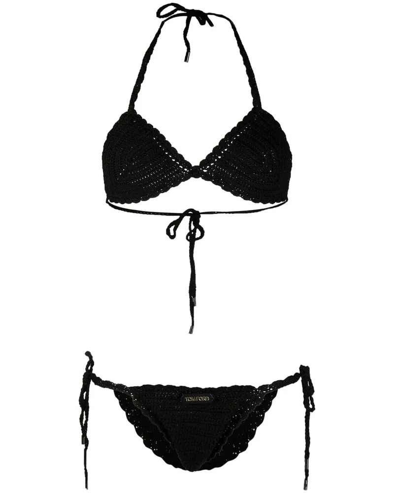 Tom Ford Gestrickter Bikini mit Logo - Schwarz Schwarz